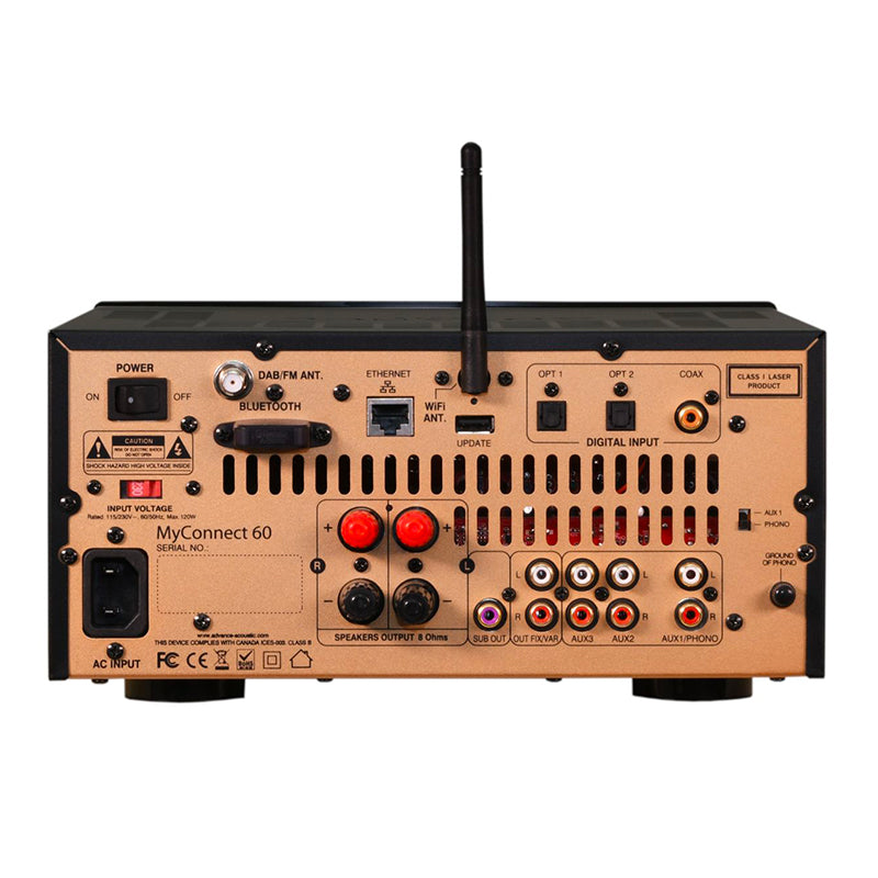 Advance MyConnect60 Amplificateur Bluetooth, Wi-Fi & Lecteur CD dos 3